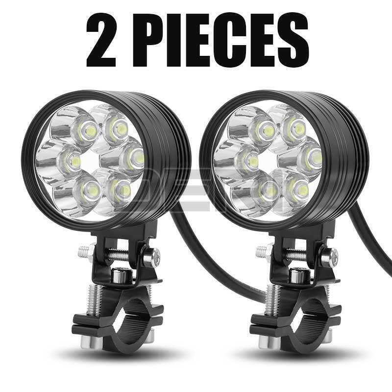 2x Motorcycle Spotlights LED Driving Fog Head Light Spot Lamps White Hi/Lo Beam