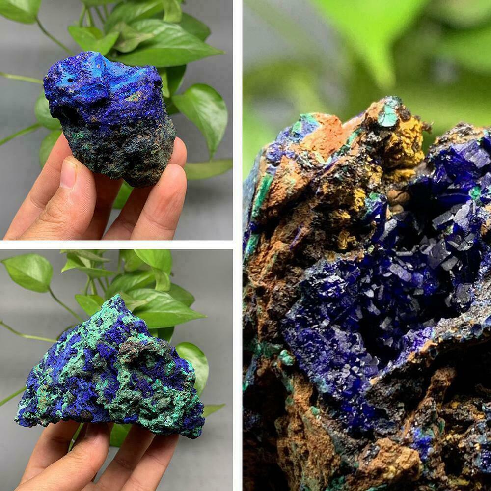 Natural Azurite Malachite Geode Crystal Mineral Specimen Stone Healing New Y6D8