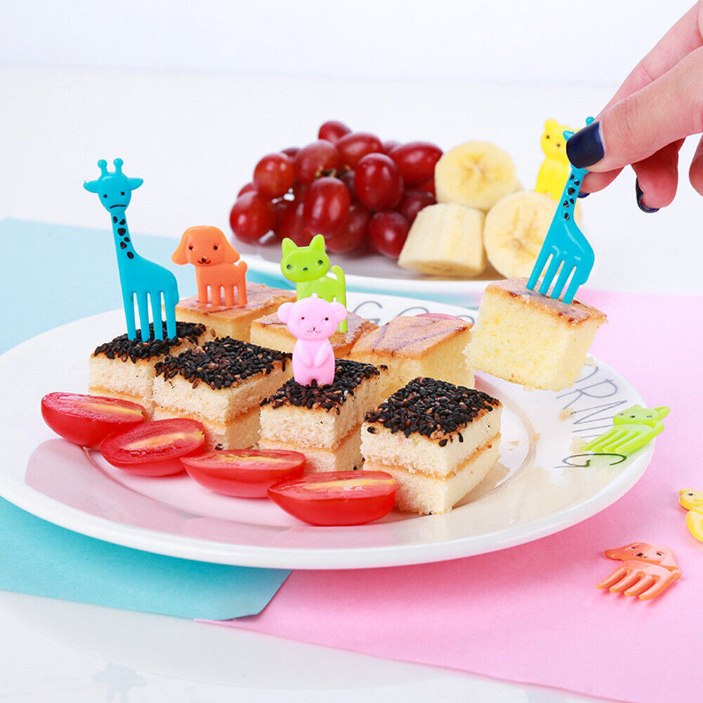 10Pcs Bento Cute Mini Animal Food Fruit Picks Forks Lunch Box Decor Kids Tool