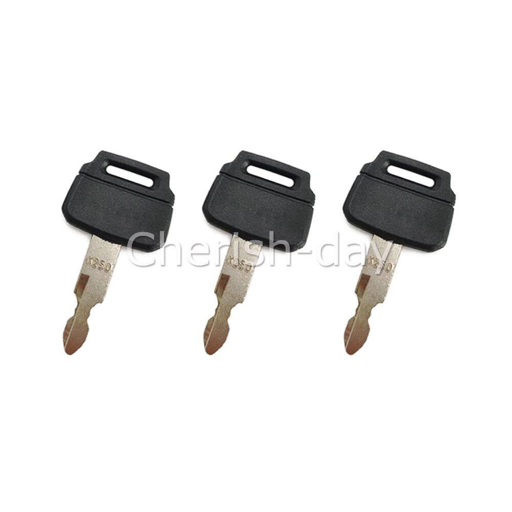 3PCS For Kobelco K250 Excavator Keys New Holland Kawasaki Wheel Loader