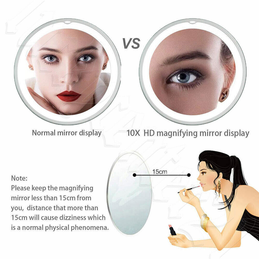 10X Magnifying Makeup Mirror 360° Flexible Illuminated Bendable Neck LED Light