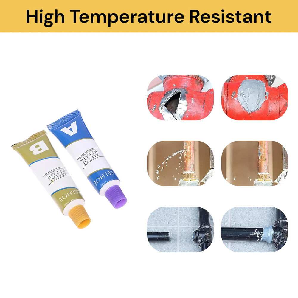 Industrial HEAT Resistance Cold Weld Auto Metal Repair Paste Adhesive Gel A&B