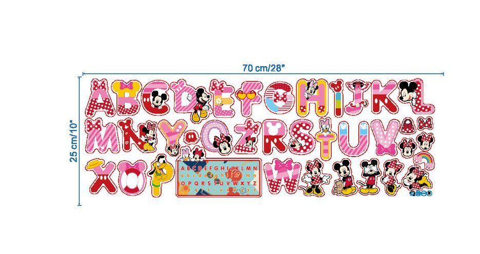 Mickey A-Z Colorful letters Alphabet Kids Wall Stickers Removable Art DIY Decal