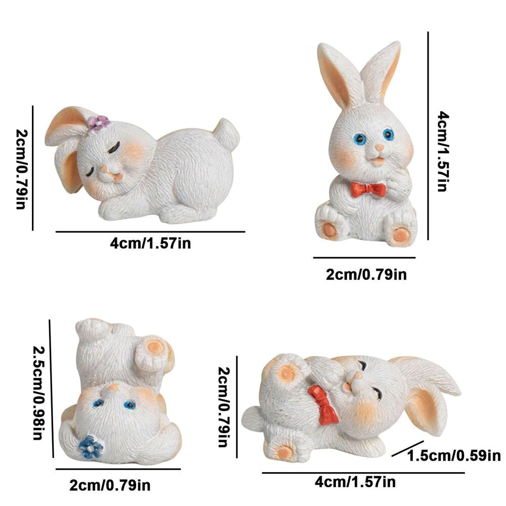 4pcs Mini Easter Rabbit Resin Figurine for Home Garden Lawn Yard Decorations