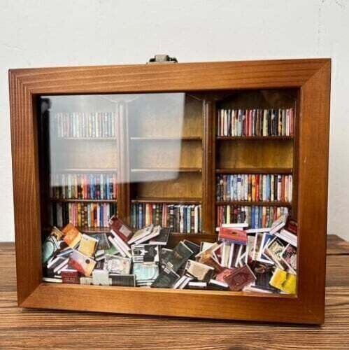 Anxiety Bookshelf, Creative Miniature Book Match Display w/ About 200 Mini-Books