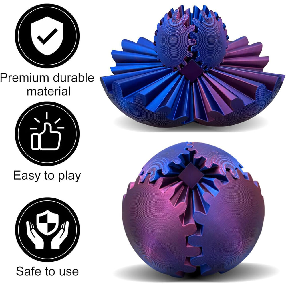 3D Printed Gear Ball Stress Relief Sensory Fidget Toy GearSphere Spinner Cube