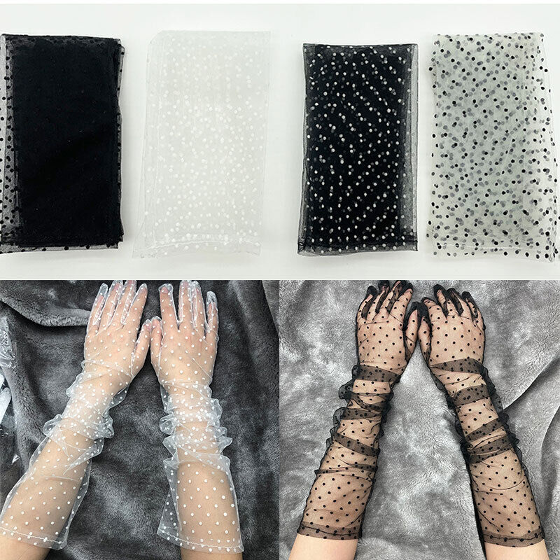 Women Mesh Tulle Sheer Long Gloves Full Finger Gloves Mittens Sun Protection