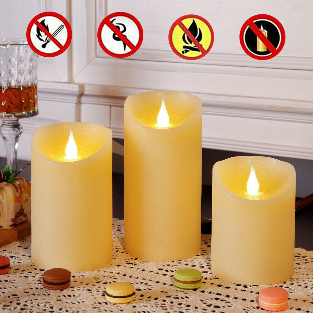 3x LED Battery Operated Tea Light Candles Wedding Party Realistic Candless Decor