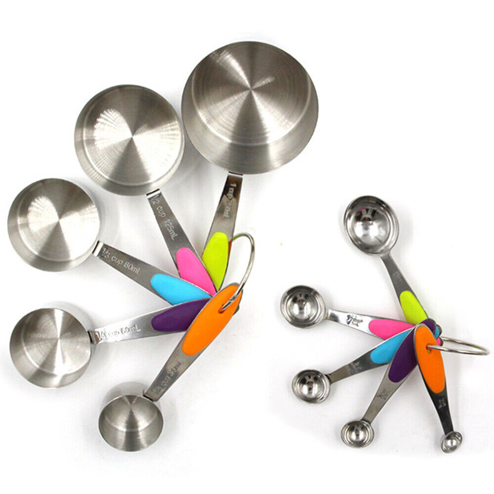 10pcs Set Measuring Cups Kitchen Baking Teaspoon Stainless Steel and Spoons