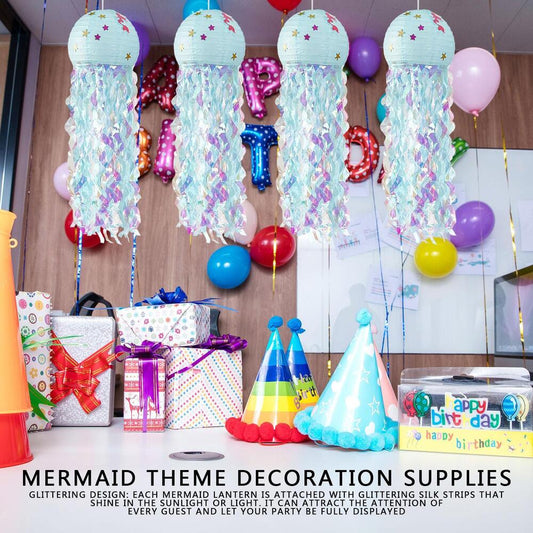 NEW Mermaid Wishes Jellyfish Hanging Paper Lanterns Decorations (Light Blue)