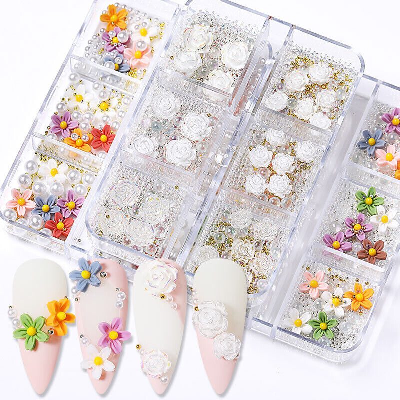 3D Nail Gems Nail Jewelry Nail Camellia Flower Mix Beads Nail Art Accessories