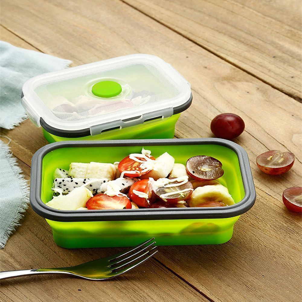 4 Sizes Collapsible Bento Box Kit Silicone Food Containers Microwave Lunch Box