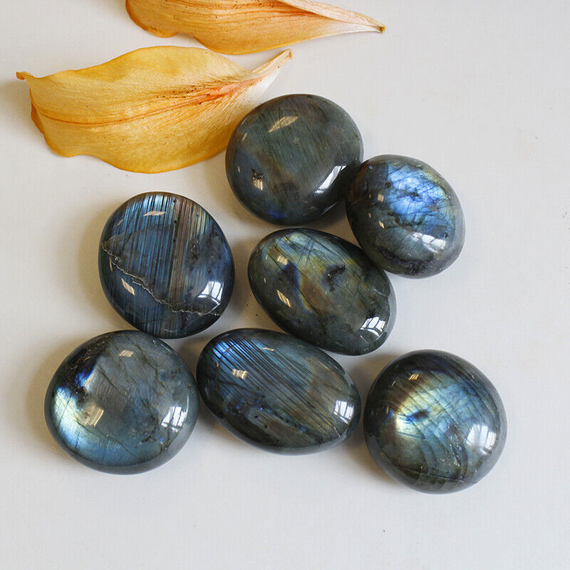 Natural Labradorite Polished Crystal Quartz Ore Specimen Palm Stone Worry Stone