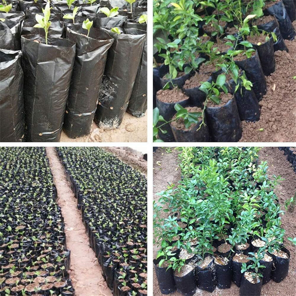 100PCS Black PE Nursery Bags Plant Grow Bags Pot Garden Yard Planting Pouch Bag