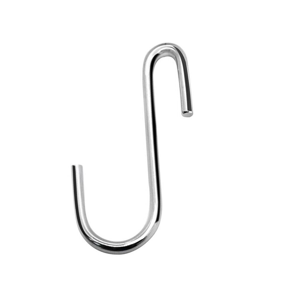 4x S-shaped Stainless Steel Hanging Hooks Kitchen Bathroom Hangers Holder