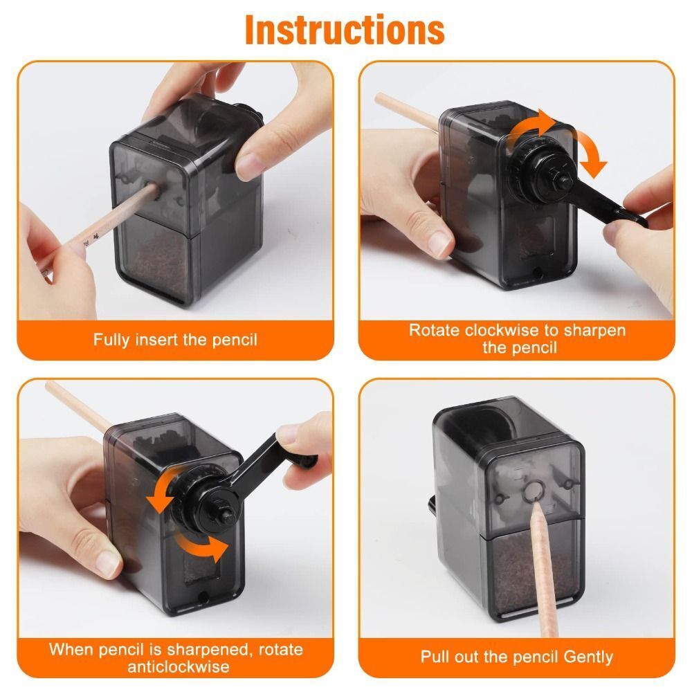 Low Noise Pencil Sharpener Black Manual Pencil Sharpener Upgraded Home