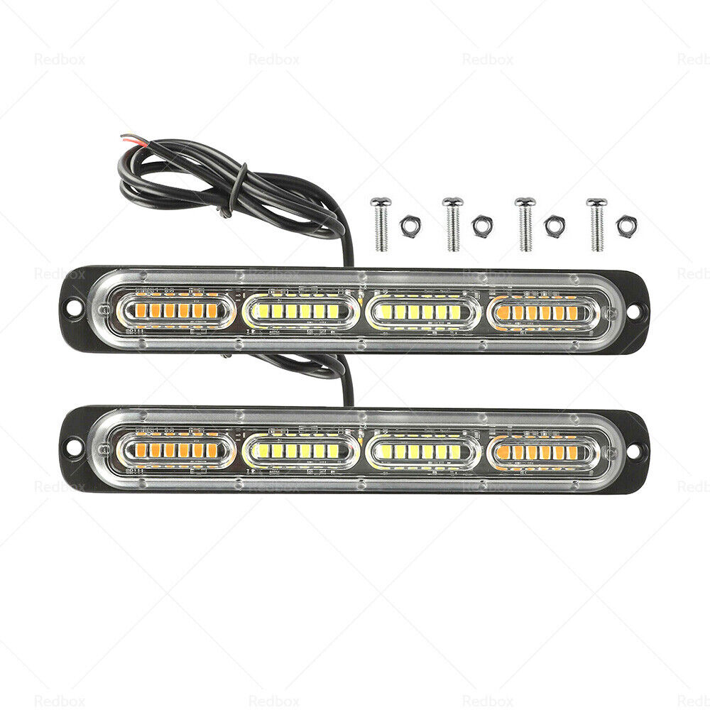 2x 48 LED Amber Recovery Strobe Flashing Grille Lightbar Lamp Truck Beacon Light