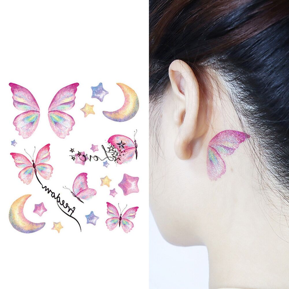 2x Glitter Butterfly Tattoo Gems Jewels Waterproof Face Body Art Stickers Party