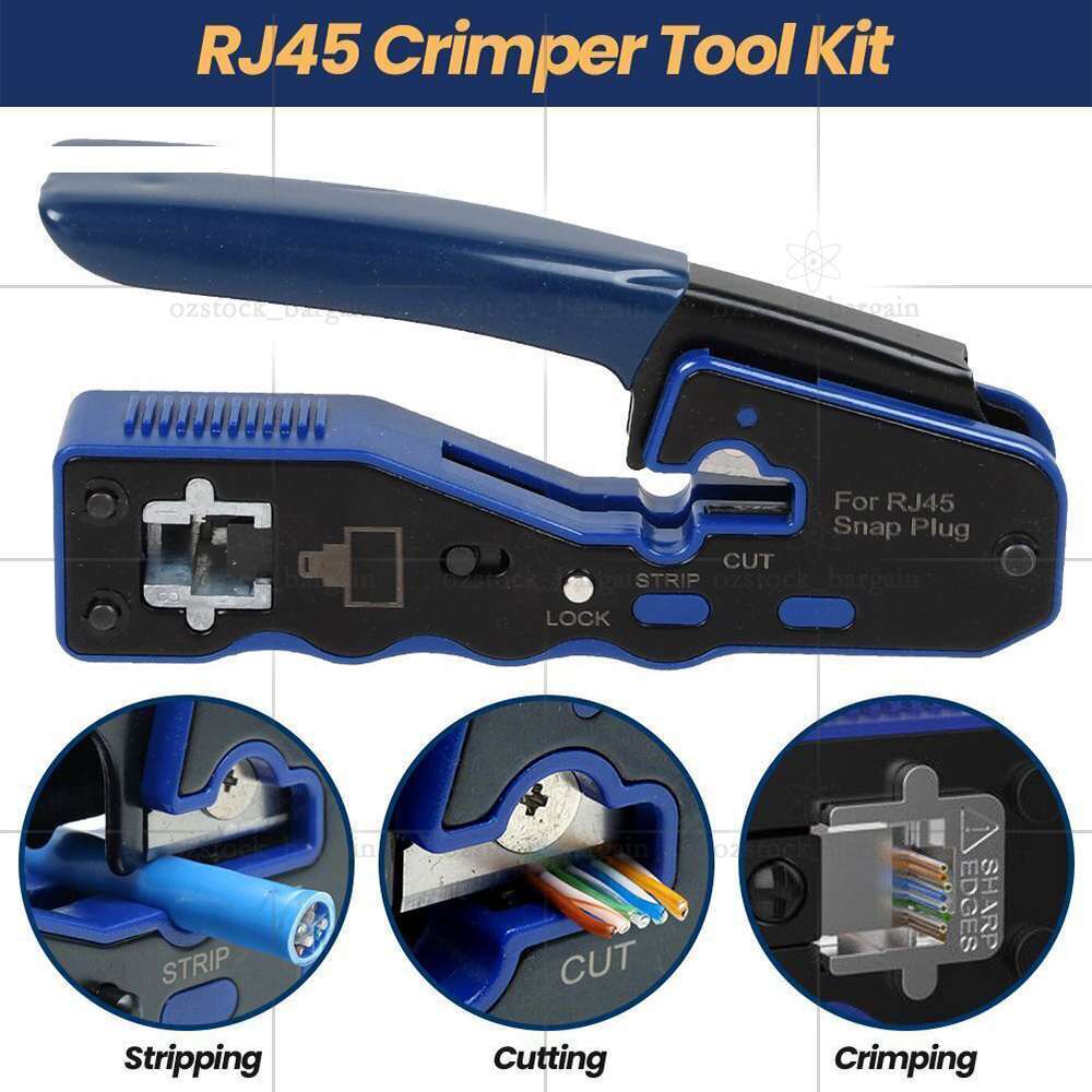 RJ45 Crimper EZ Cat 5e 6 7 HD Pass Through Network Connector Tool Crimping Plier