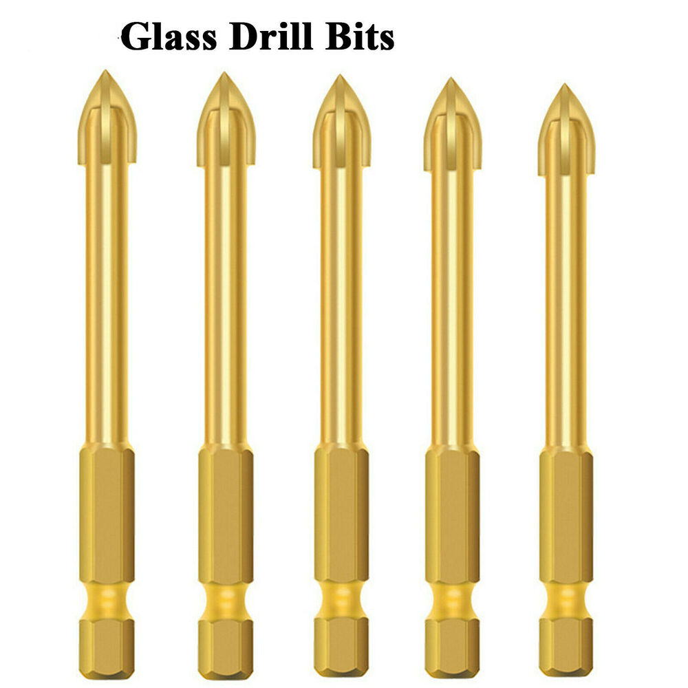 10X Titanium Ceramic Tile Glass Drill Bit Tungsten Carbide Cross Spear Head 6MM