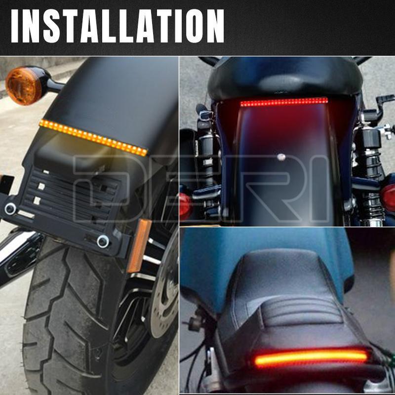 2x Flexible LED Motorcycle Light Strip Rear Tail Brake Stop Flowing Turn Signal