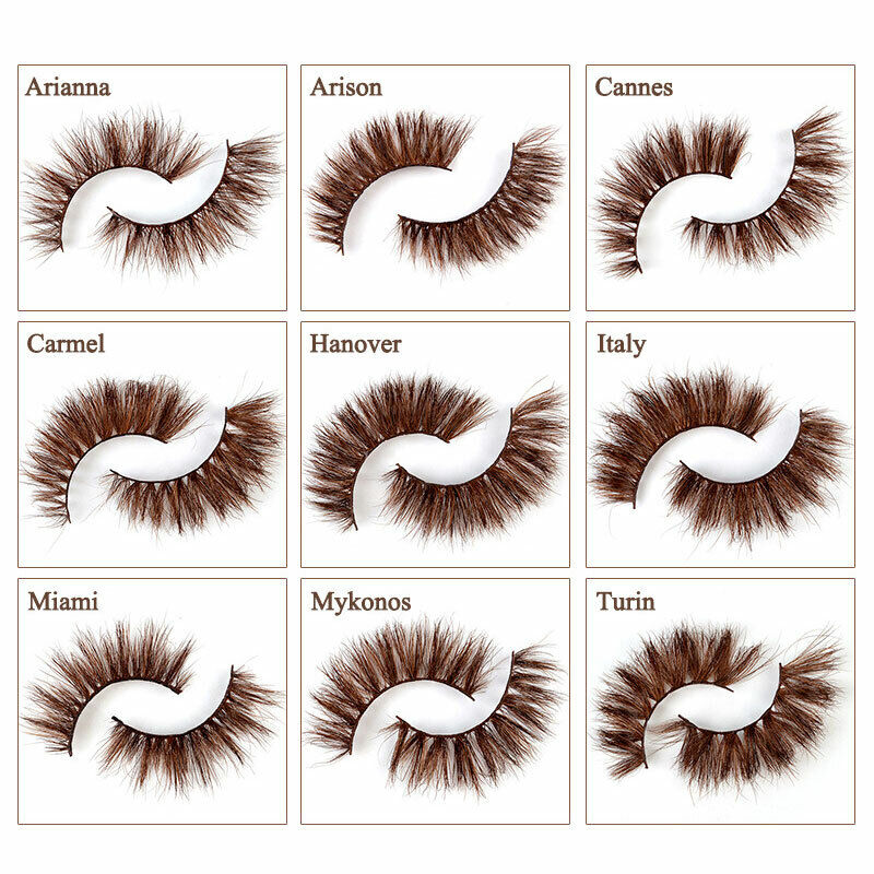 3D Mink Fake Lashes Natural Brown False Colored Eyelashes Thick Long Wispies