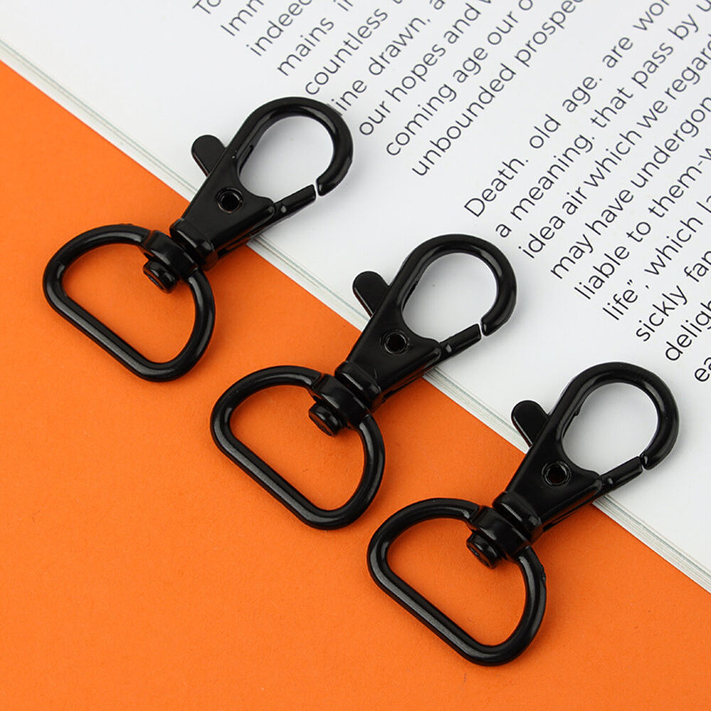 10 PCS 20mm Lobster Clasp Swivel Trigger Clip Keychain Snap Hook Key Ring Black