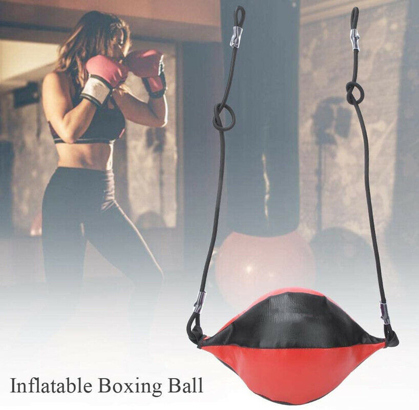 Speed Ball Boxing Floor to Ceiling PU Double End Punching Training Bag Black Red