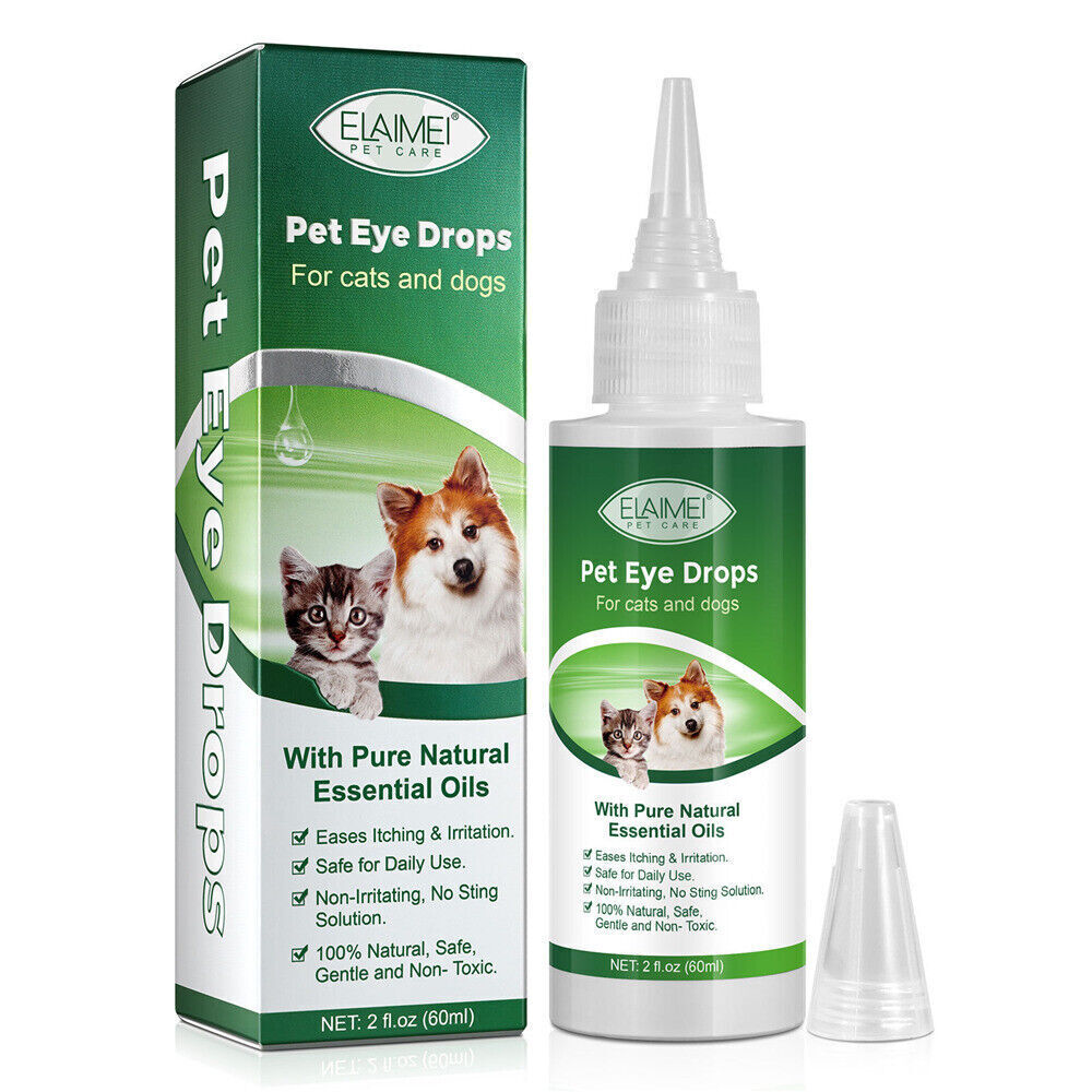 2x Pet Antiseptic Eye Drops Dog Cat Eye Care Cleaner Tear Stain Anti-Bacterial 60ml