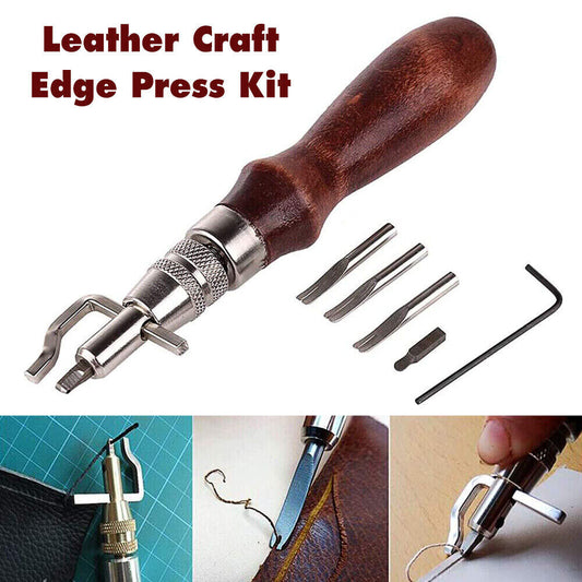 Tool Leather Craft Edge Press Kit Adjustable Leather Stitching Groover Crease