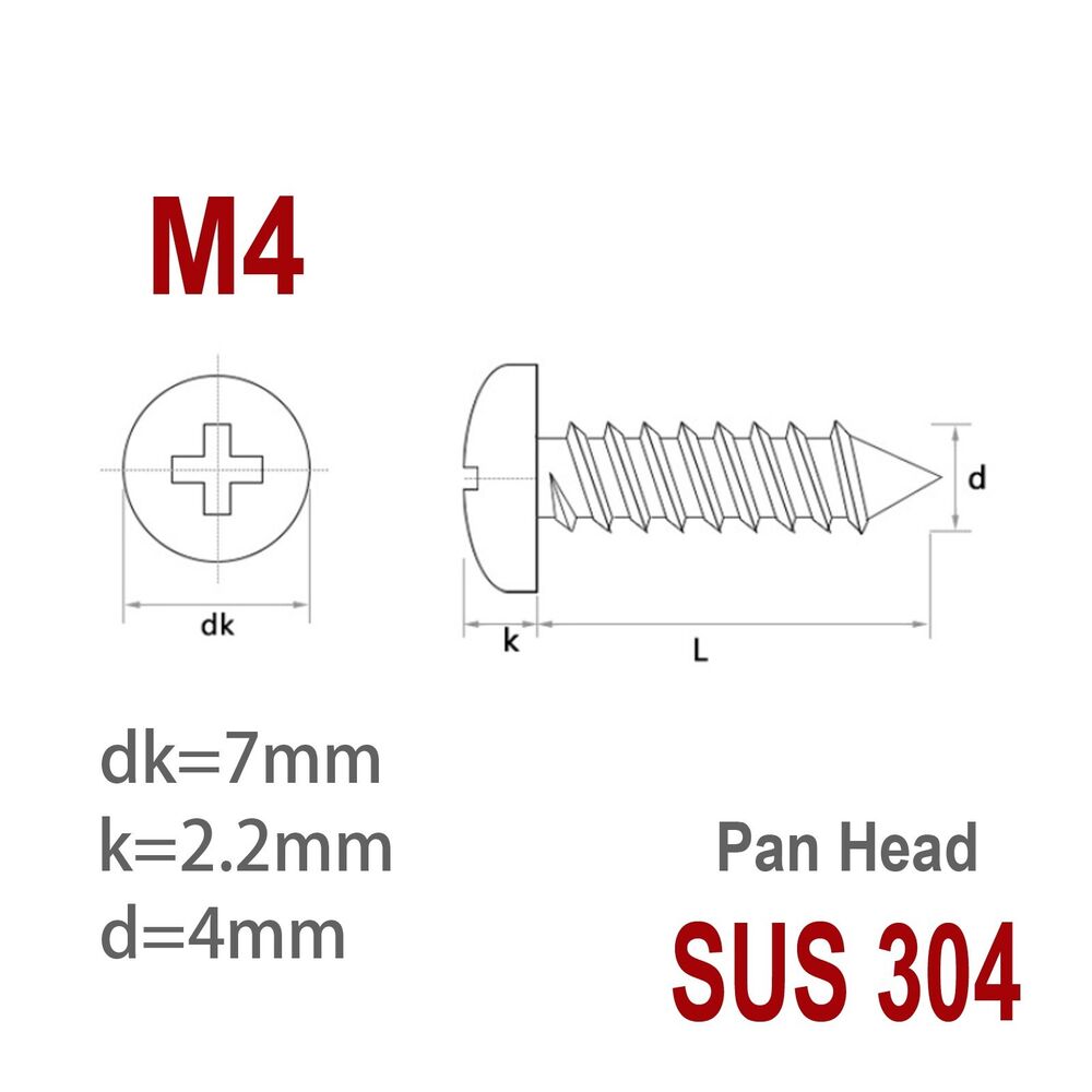 Self Tapping Screws M4 400X Pan Head Drilling Stainless Steel Phillips Kit