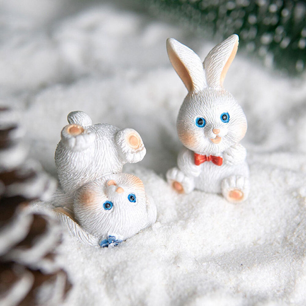 4pcs Mini Easter Rabbit Resin Figurine for Home Garden Lawn Yard Decorations