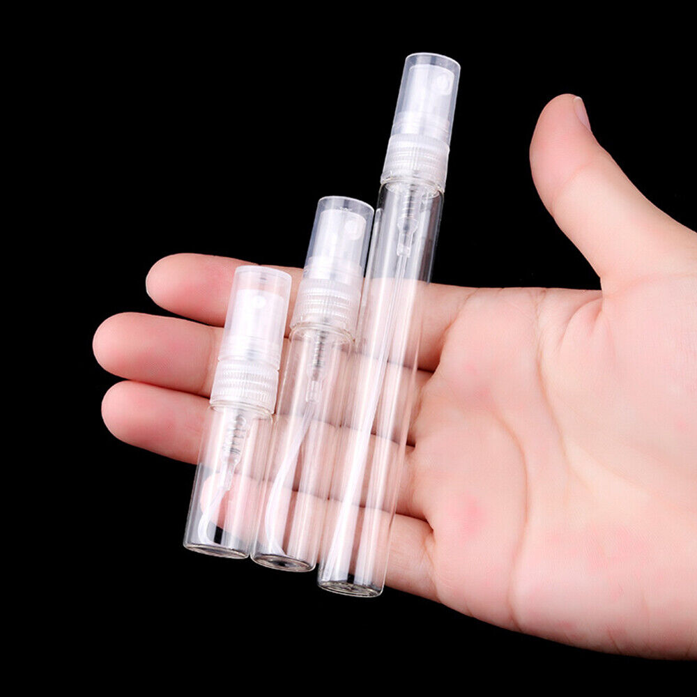 3/5/10ml Perfume Atomizer Empty Flat Glass Spray Bottle Refillable Container 10X