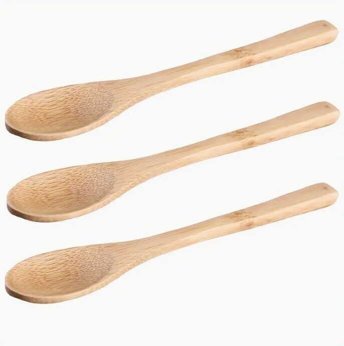 4pcs Large Natural Bamboo Spoon Fork Scoop 16cm Kids Food Safe Tea Stirrer