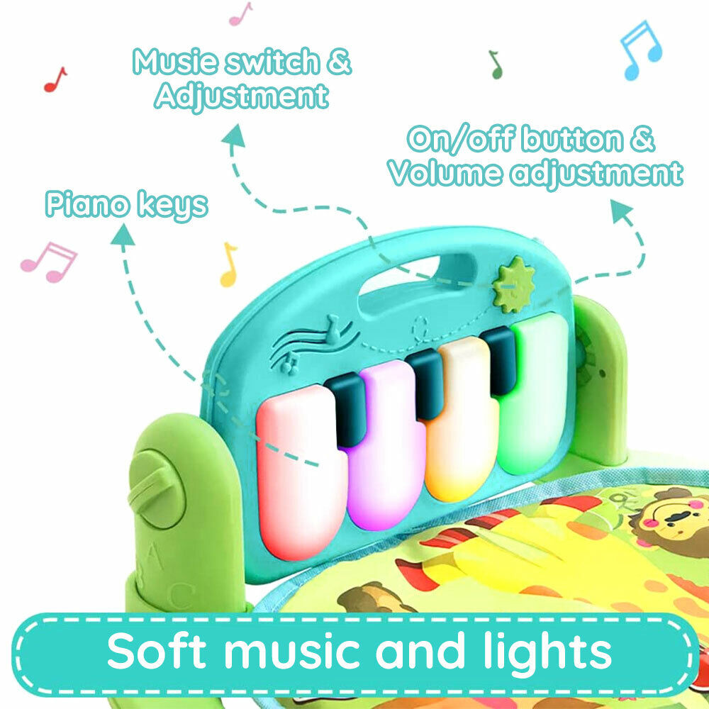 Baby Play Gym Infant Mats Rack Toy Activity Centre Floor Music Piano Soft Lights