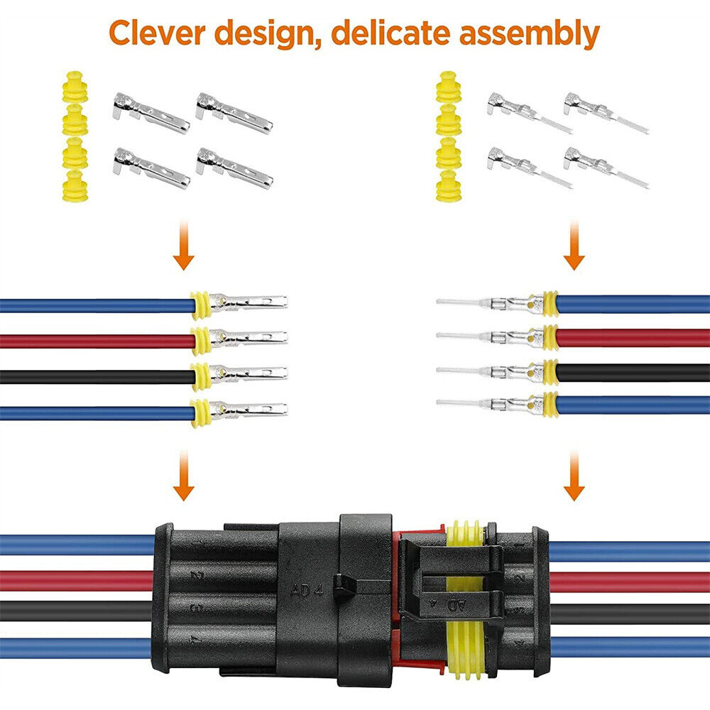 352Pcs Connector Plug Kit 1-4 Pin Way Waterproof Car Auto Electrical Wire Set