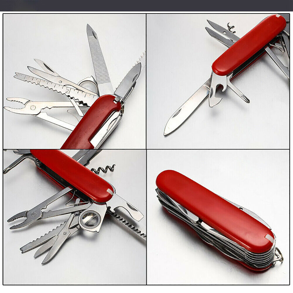 Red Folding Pocket Swiss Army Knife Swisschamp Military Survival Multi Tool