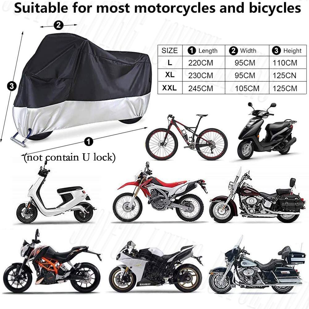 Waterproof Outdoor Motorcycle Motorbike Cruiser Scooter Motor Bike Cover Storage