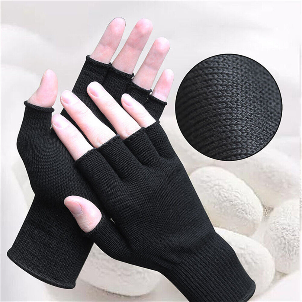 Winter Fingerless Gloves Open Finger Black Soft Warm Knitted Glove Unisex Mitten