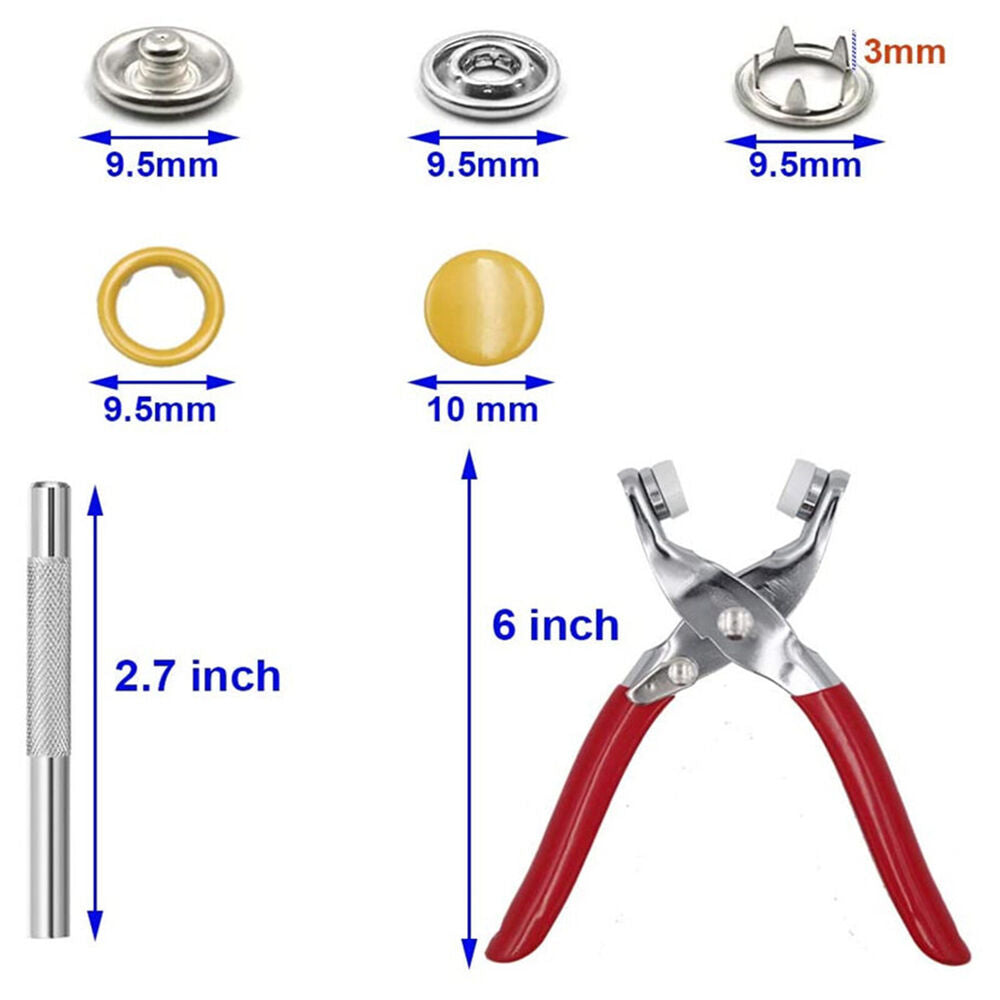 Metal Sewing Buttons Press Stud Snap Fastener Kit Pliers Snap On Tool DIY