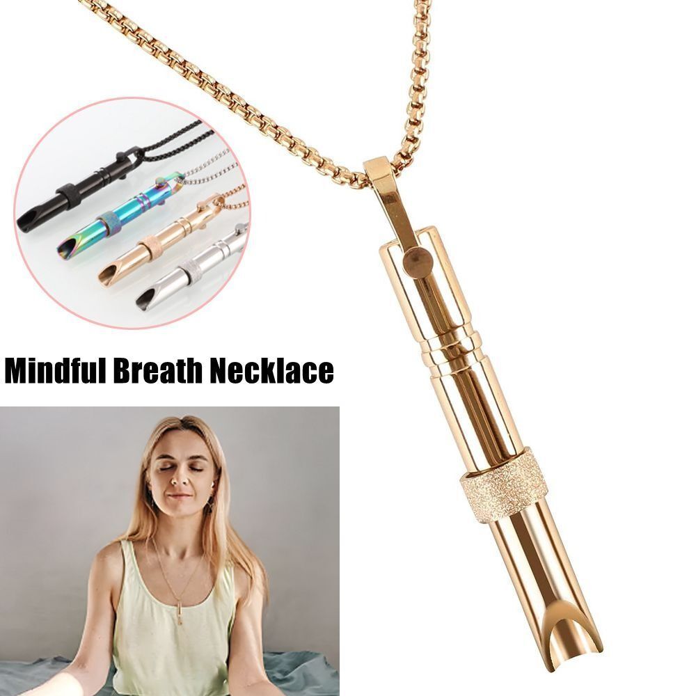 Mindful Anapana Breathing Necklace Meditation Stress Anxiety Whistle Necklace #T