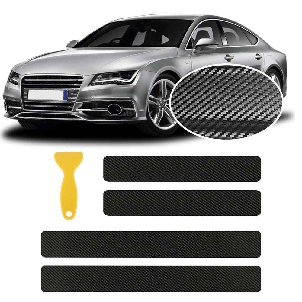 4PCS Carbon Fiber Car Sill Protectors Door Sticker Side Scuff Plate Accessories