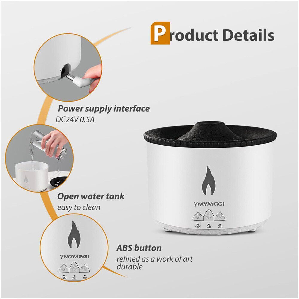 360ml Humidifier Essential Oil Diffuser Volcano Flame Style Remote Hotels Home