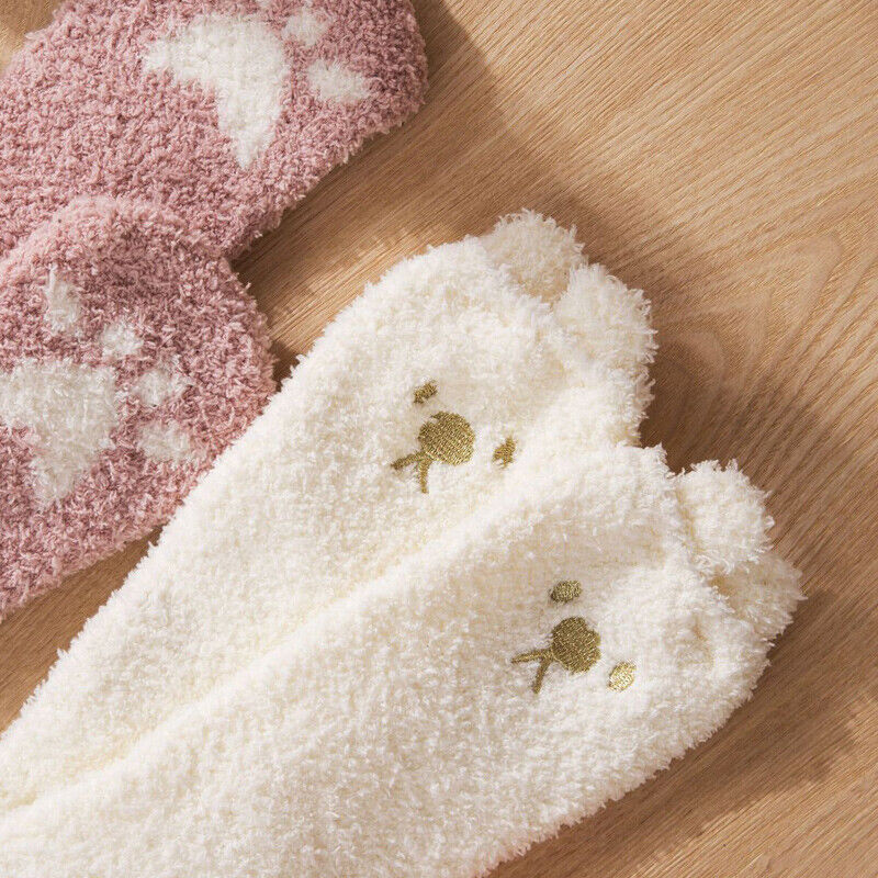 Winter Cat Claws Cute Thick Warm Sleep Floor Socks for Women Girl Home Indoor #T