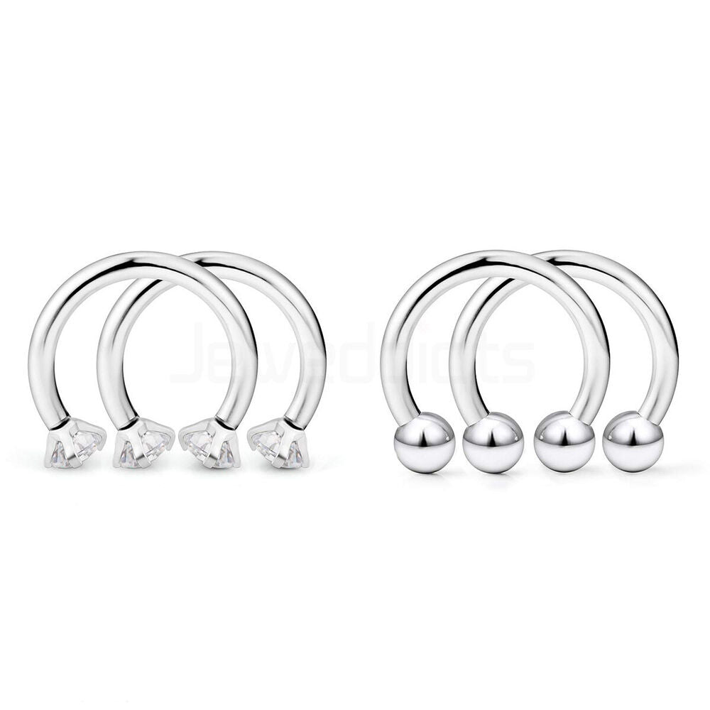 4PCs Horseshoe Rings Surgical Steel Tragus Piercing Earrings Studs Cartilage