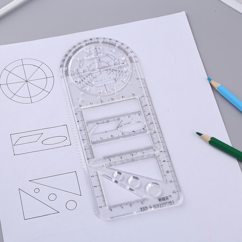 Geometric Ruler Students Rotatable Mathematical Ellipse Circle Drafting Tools