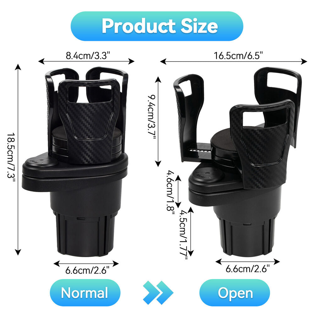 360° Adjustable 2in1 Car Seat Cup Holder Expander Bottle Drink Coffee Storage