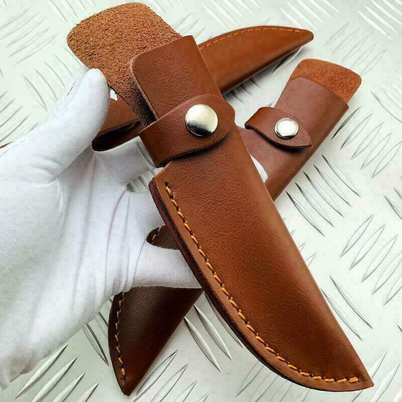 Portable Cowhide Leather Straight Knife Sheath Pouch Cover For Fixed Blade Cover