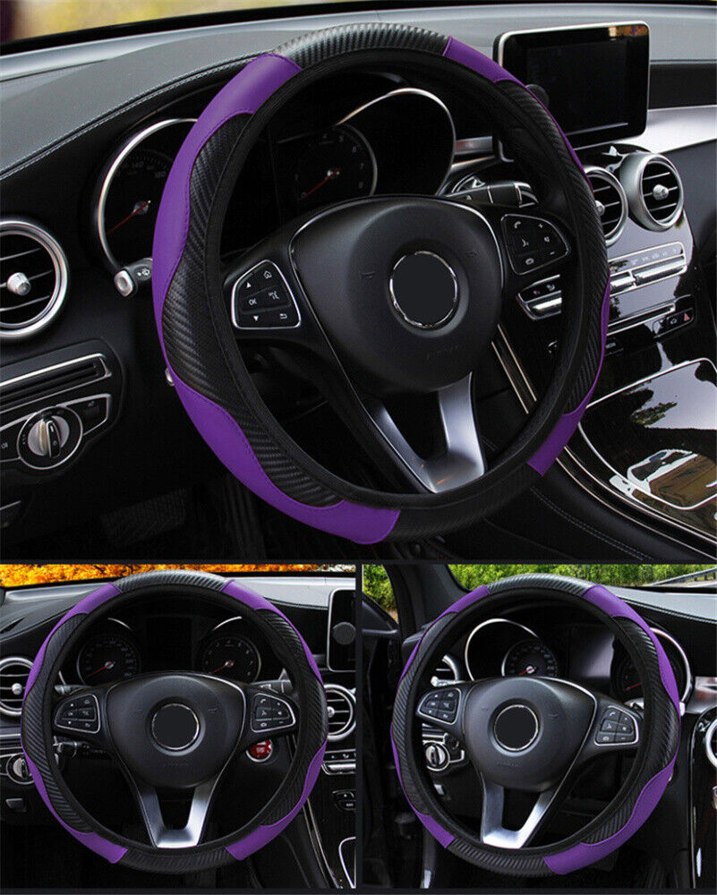 Leather Car Steering Wheel Cover Anti-slip Accessories Universal 38CM/15inch