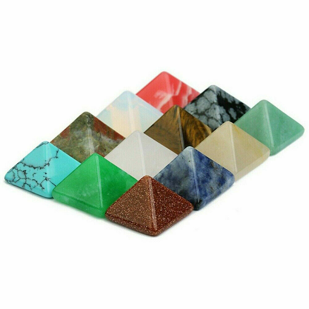 Set of 7pcs Chakra Pyramid Stone Set Crystal Healing Natural Spirituality Gems